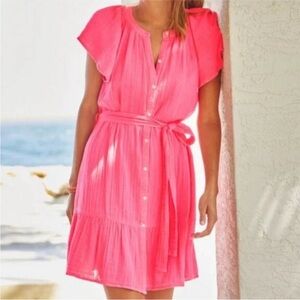 Vineyard Vines Double Gauze Flutter-Sleeve Shirt Dress M